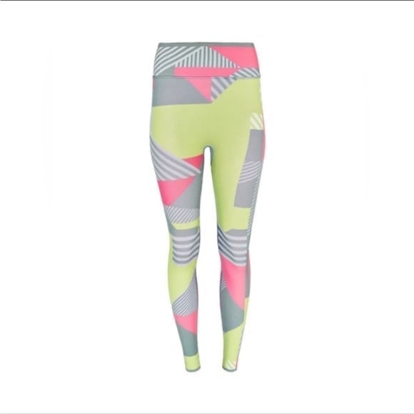 SweatyBetty women’s seamless XL Geometric Patterned Leggings athletic neon - Picture 1 of 8